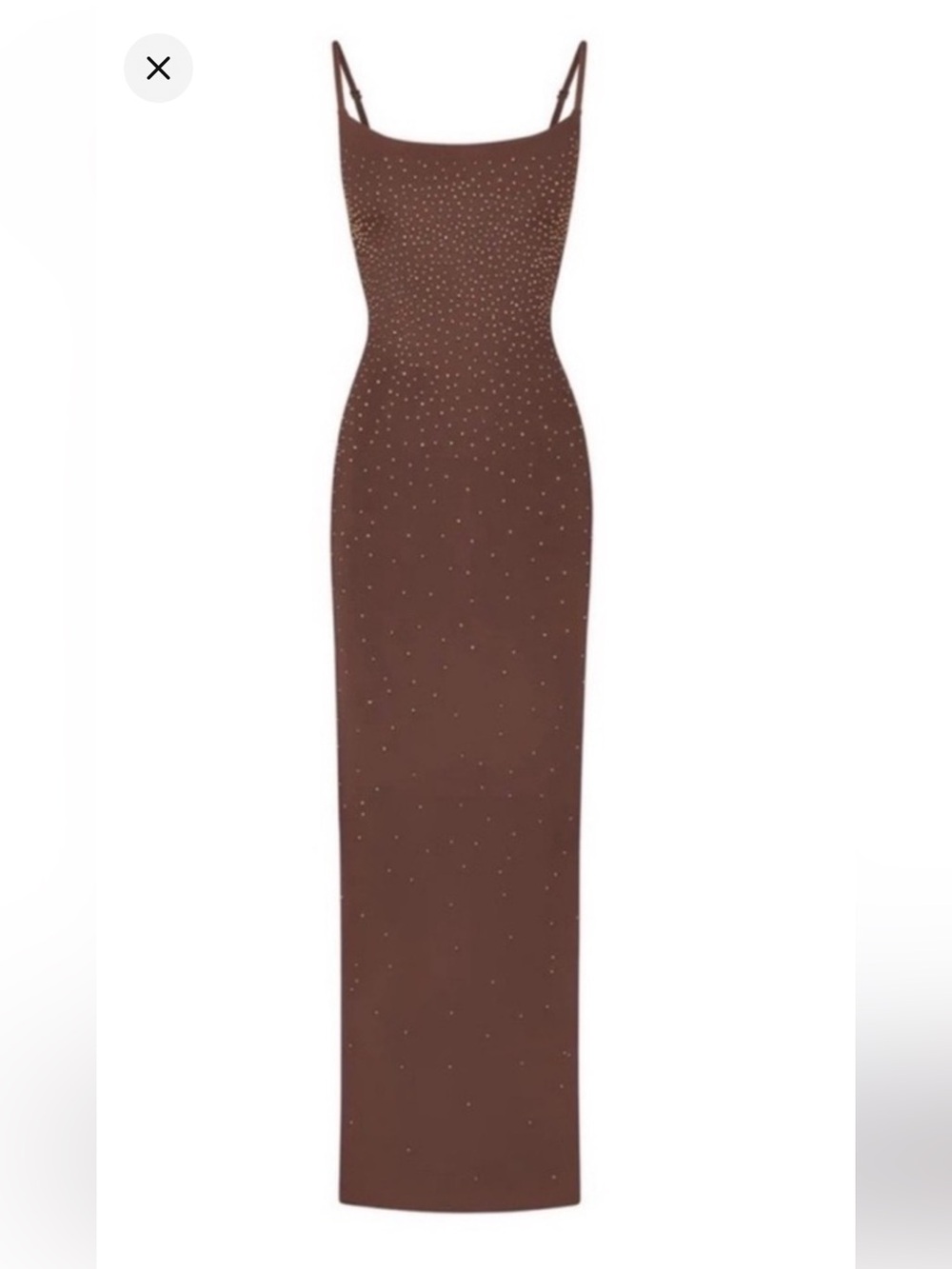 SKIMS Swarovski dress in Cocoa